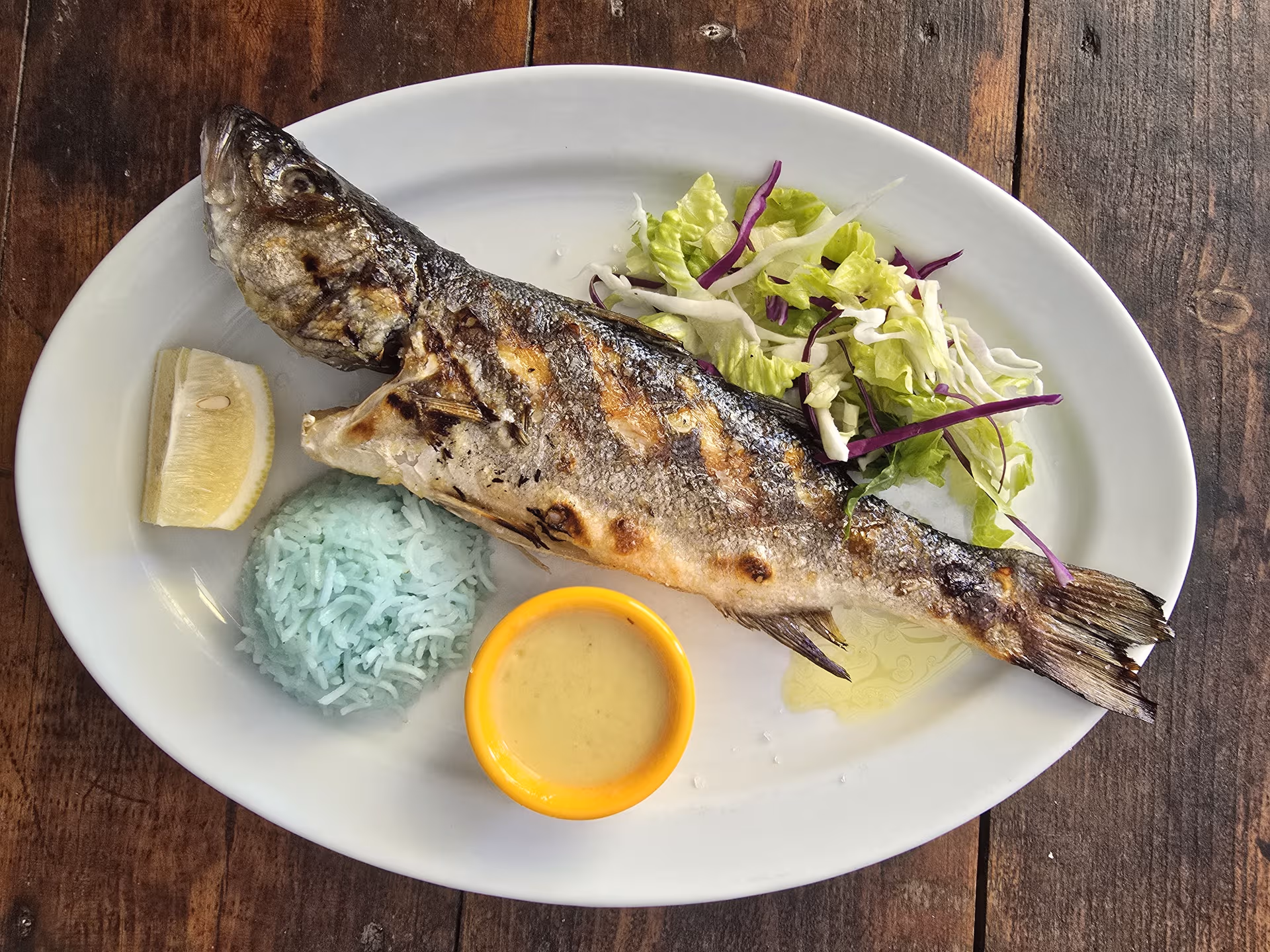 Grilled sea bass